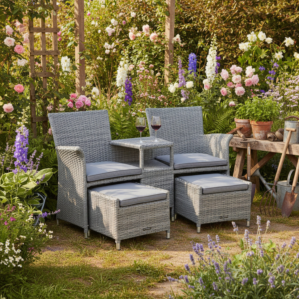 Napoli Acacia Wooden Companion Loveseat Set for Garden | Roseland