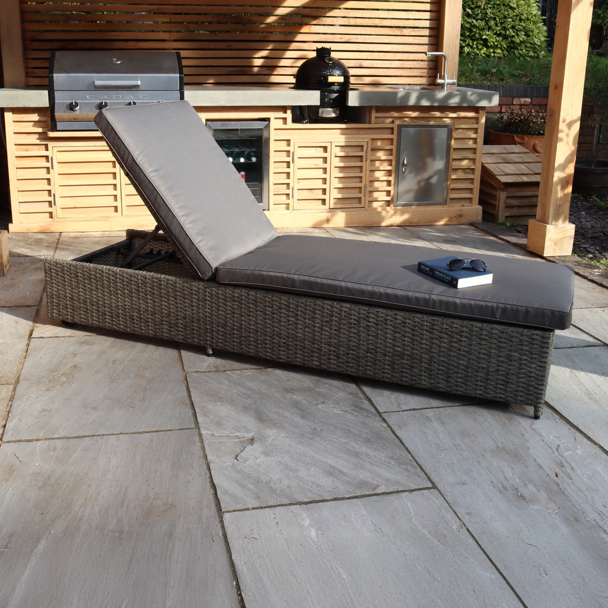 Paris Rattan Sunlounger with Cushion from Roseland Furniture