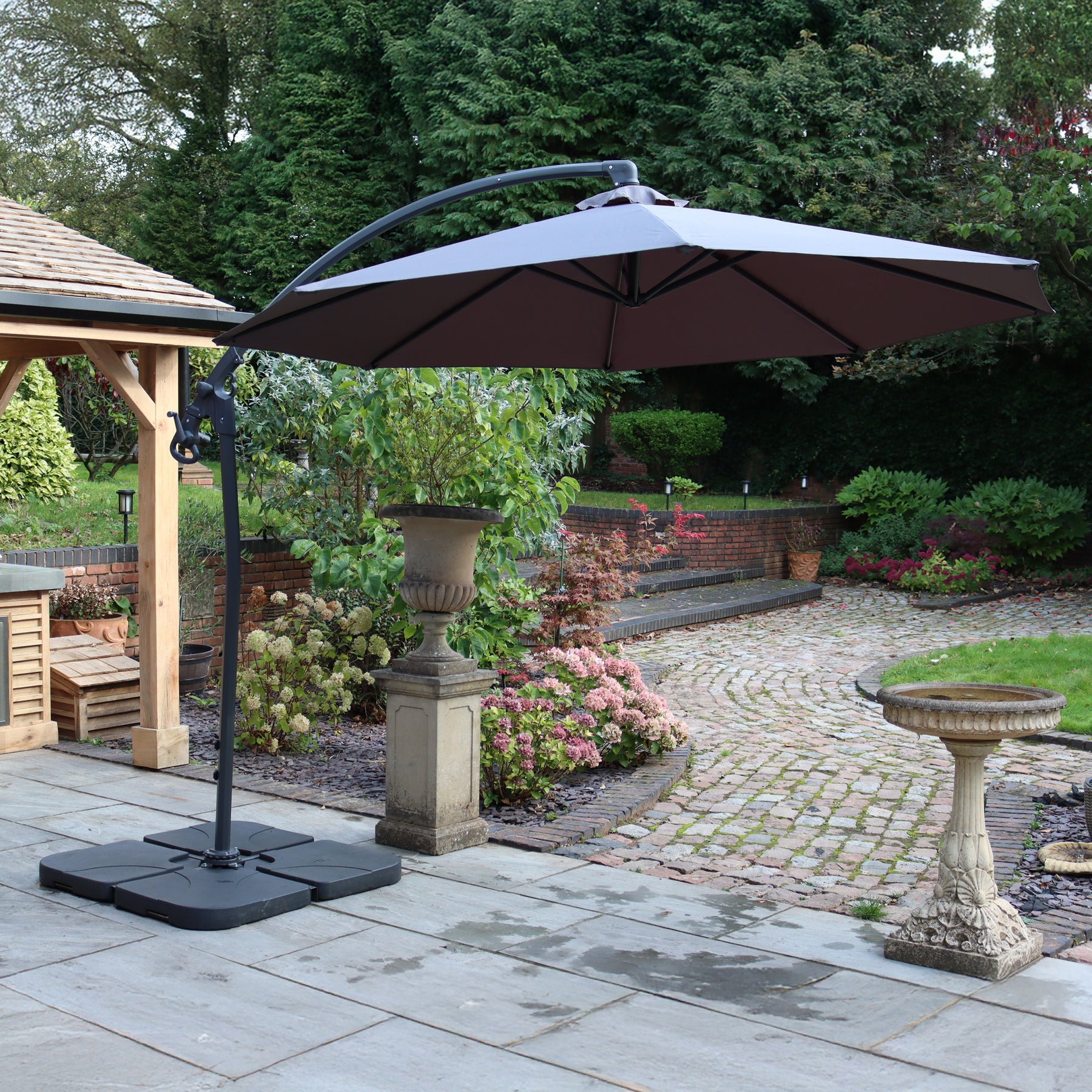3m Deluxe Pedal Operated Cantilever Parasol Grey from Roseland Furniture