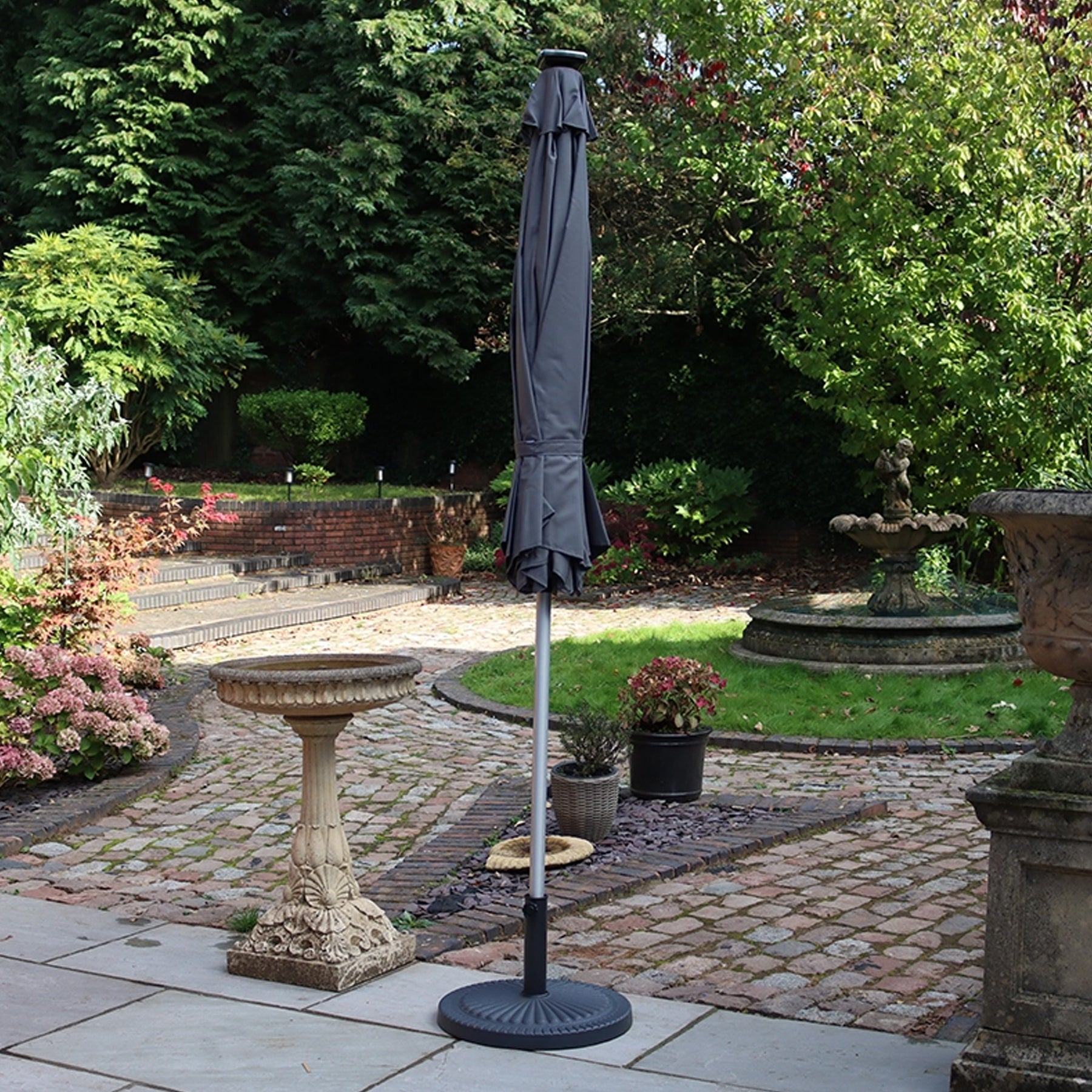 2.7m LED Lit Parasol Grey from Roseland Furniture