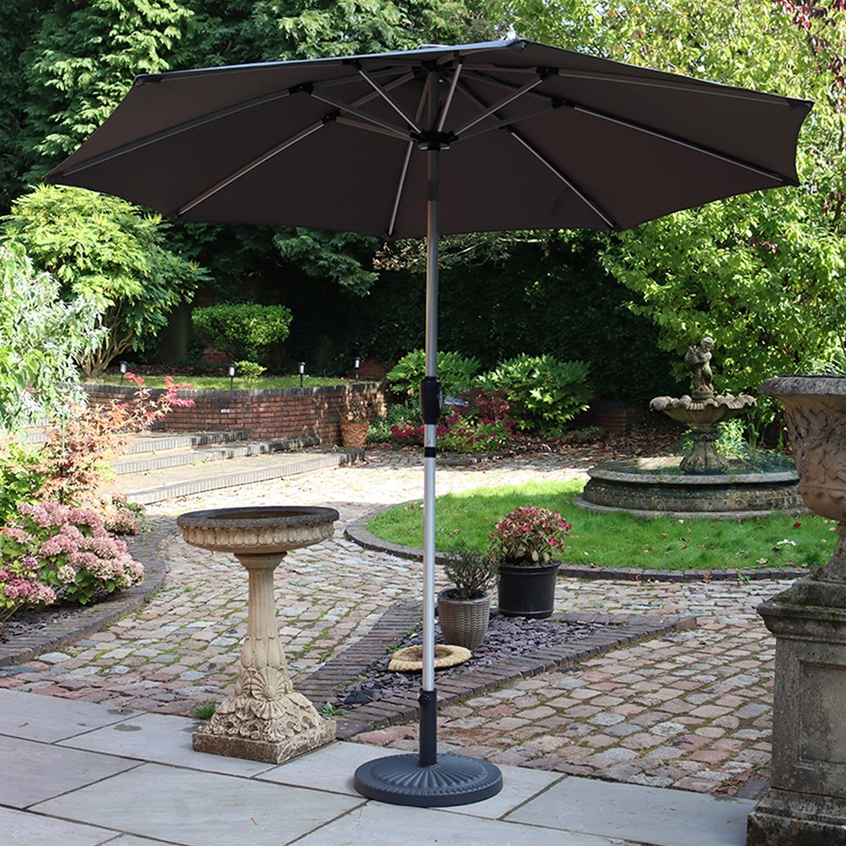 2.7m LED Lit Parasol Grey from Roseland Furniture