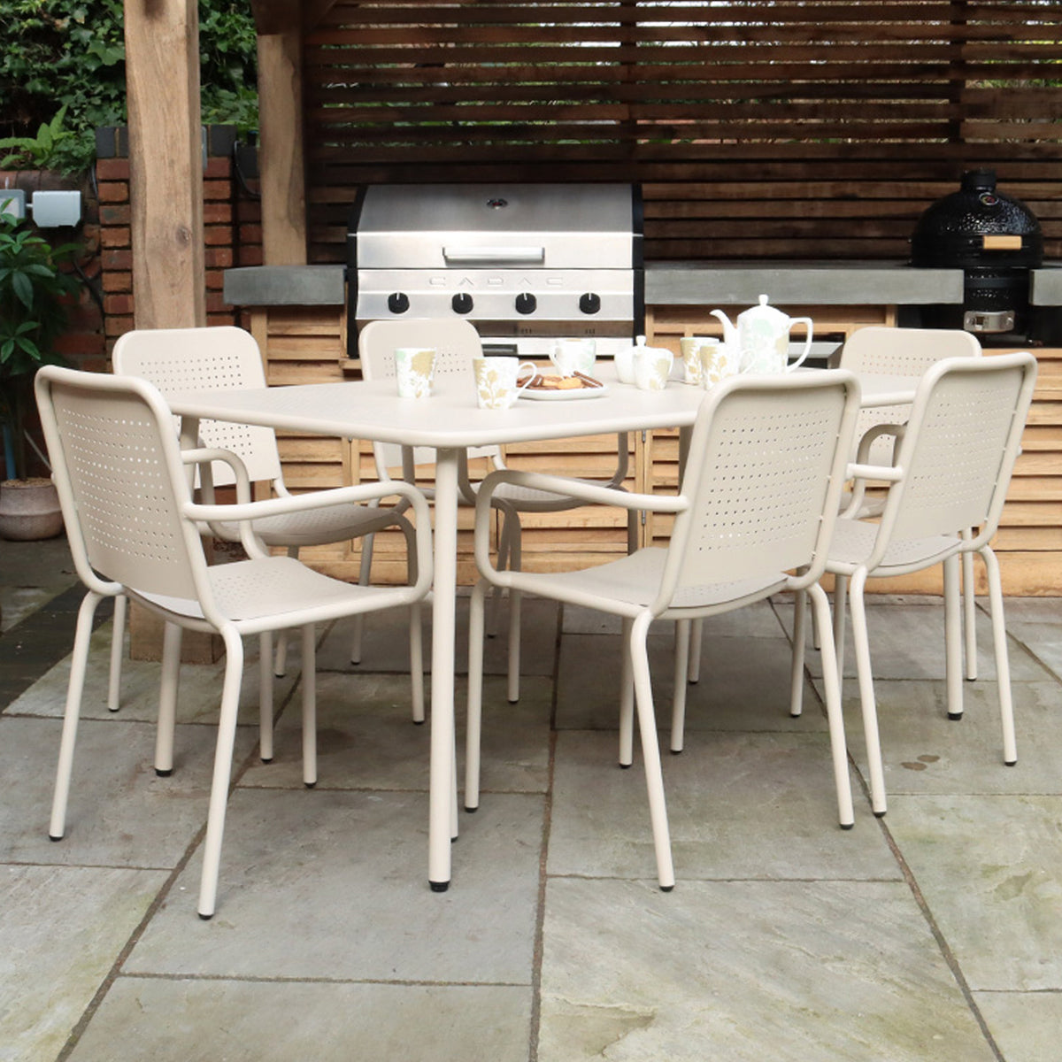 Porto Champagne 6 Seater Round Dining Set from Roseland Furniture