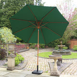 3m Parasol Wood look Aluminium Parasol Green from Roseland Furniture