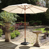3m Parasol Wood look Aluminium Parasol Ivory from Roseland Furniture