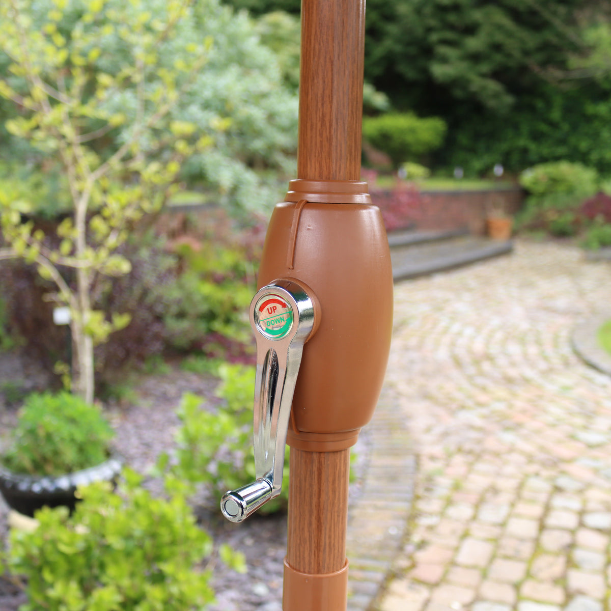 3m Parasol Wood look Aluminium Parasol Ivory from Roseland Furniture