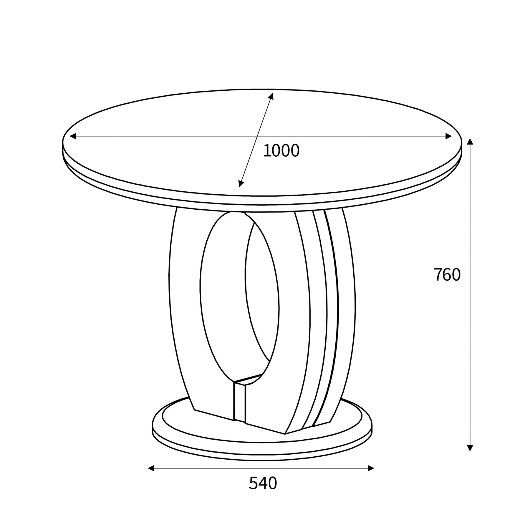 Pendeen 100cm Faux Marble Top Round Dining Table dimensions
