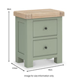 Penzance 2 Drawer Bedside Table dimensions