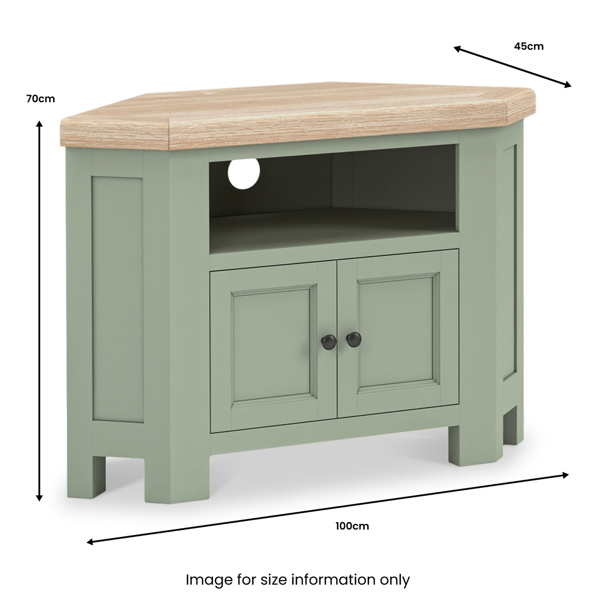 Penzance 2 Door Corner TV Unit dimensions