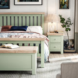Penzance Sage Green 2 Drawer Bedside Table for bedroom