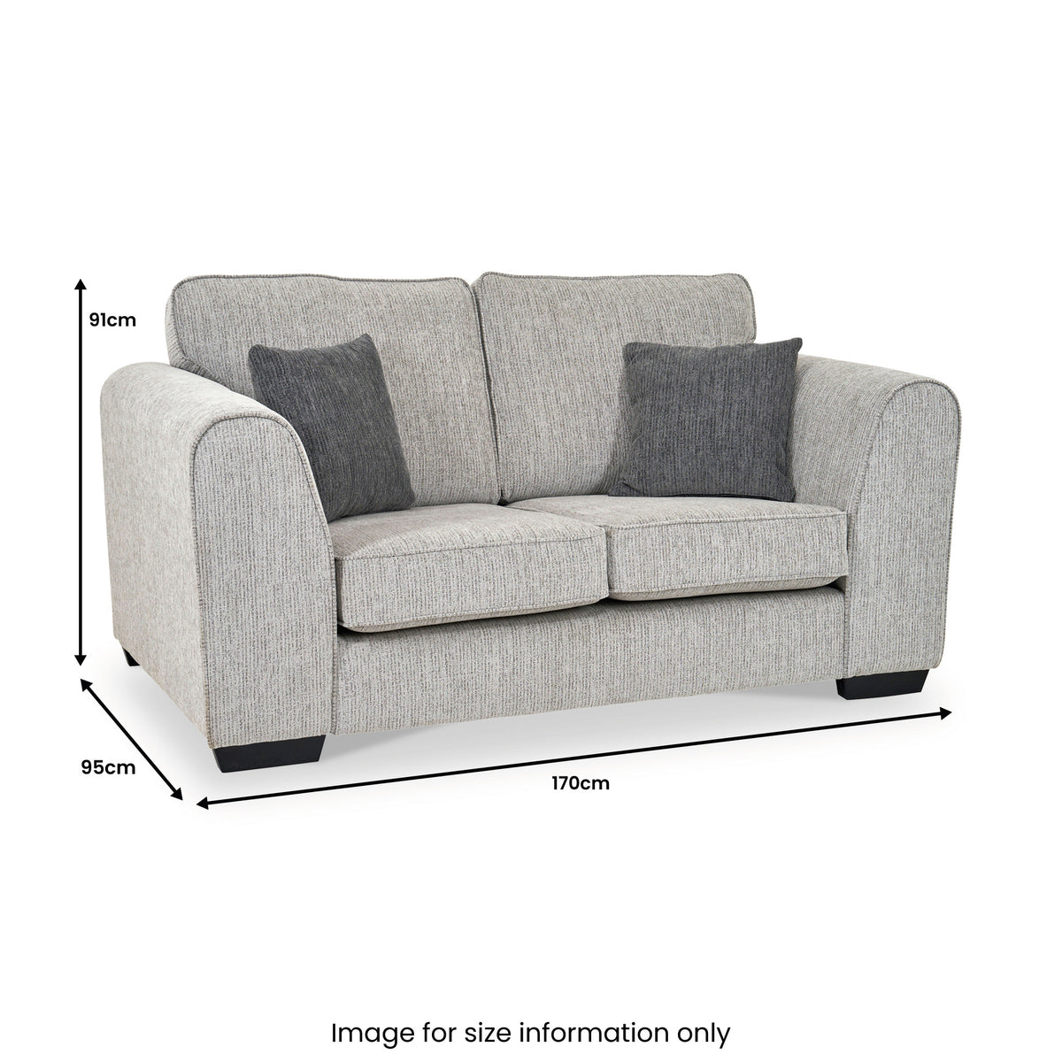 Thornby 2 Seater Sofa Light Grey Charcoal from Roseland Furniture