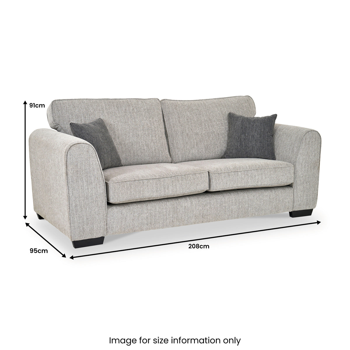 Thornby 3 Seater Sofa Light Grey Charcoal from Roseland Furniture