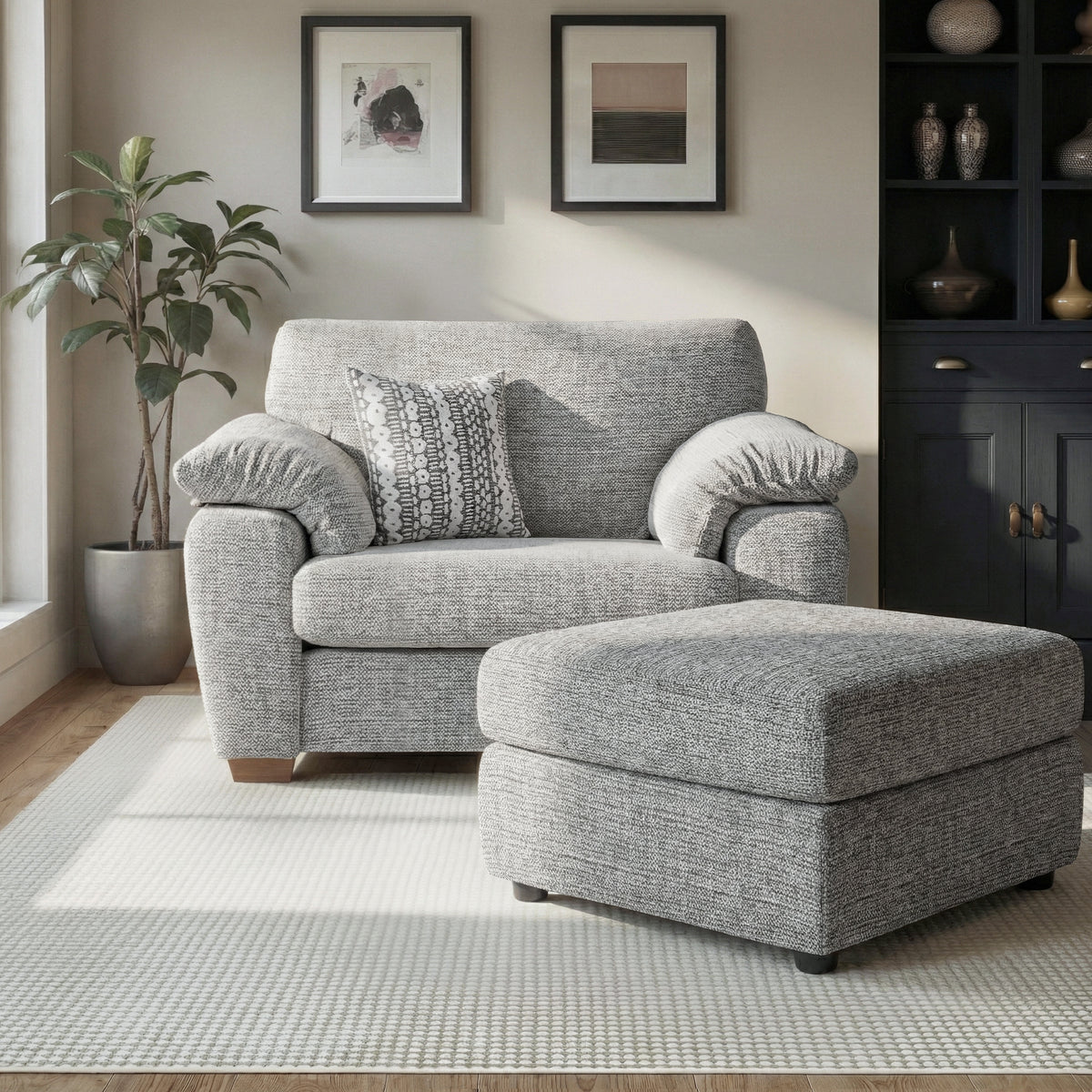 Camden Snuggle Chair Tate Grey Bohor Charcoal from Roseland Furniture