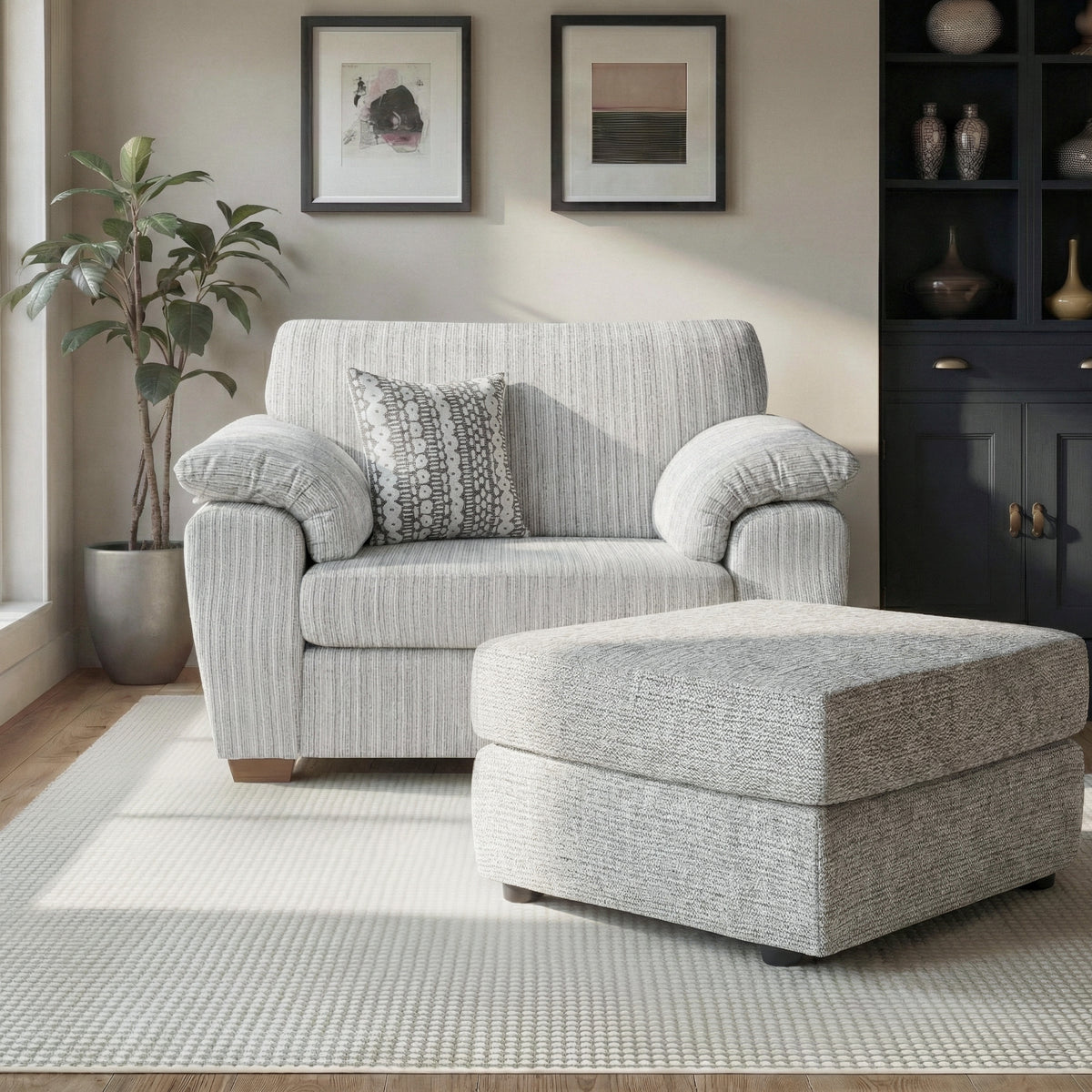 Camden Snuggle Chair Tate Cream Bohor Brown from Roseland Furniture