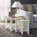 Farrow Coconut White Nest of Tables with Washed Oak Top from Roseland Furniture