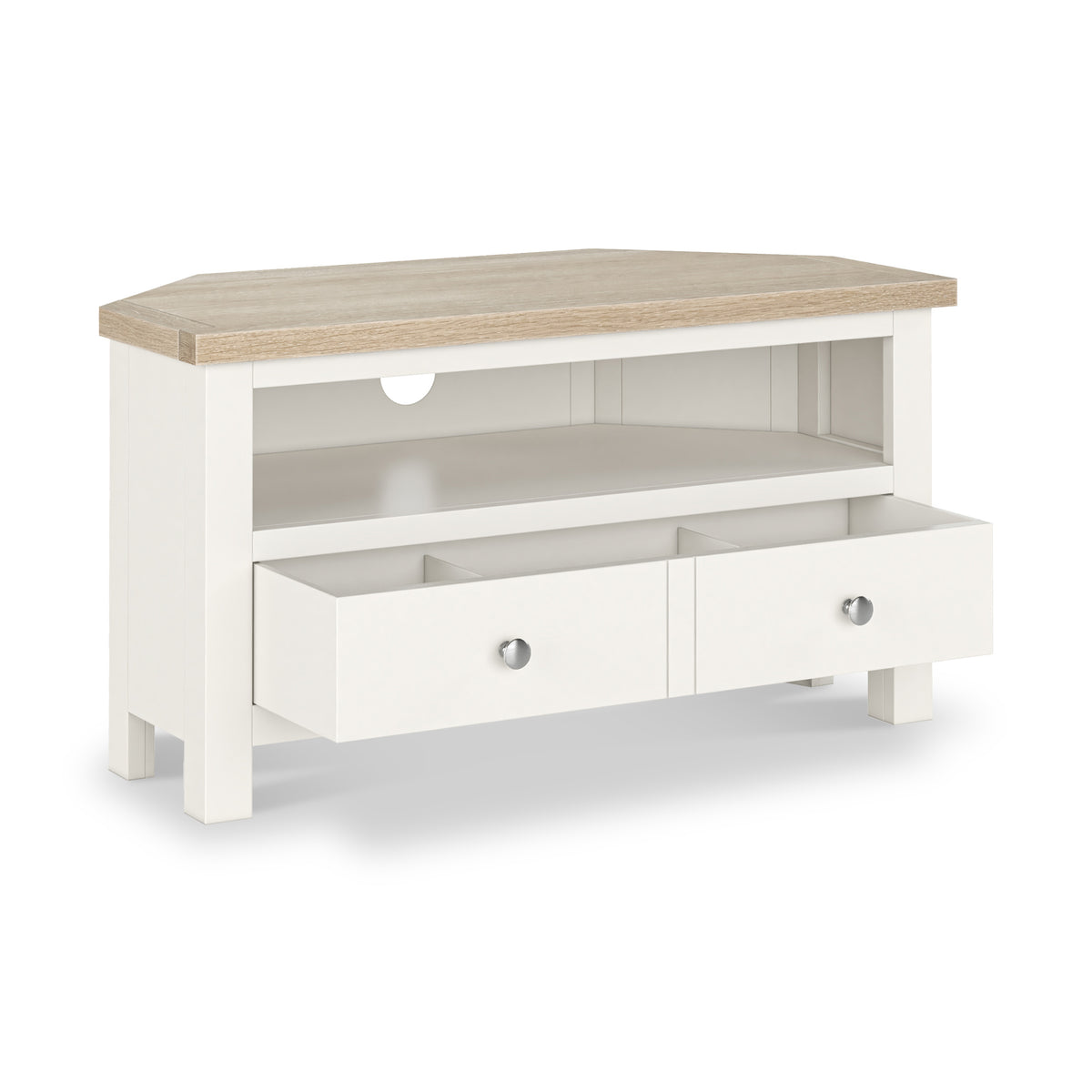 Farrow Washed Oak White Corner TV Unit SH from Roseland Furniture