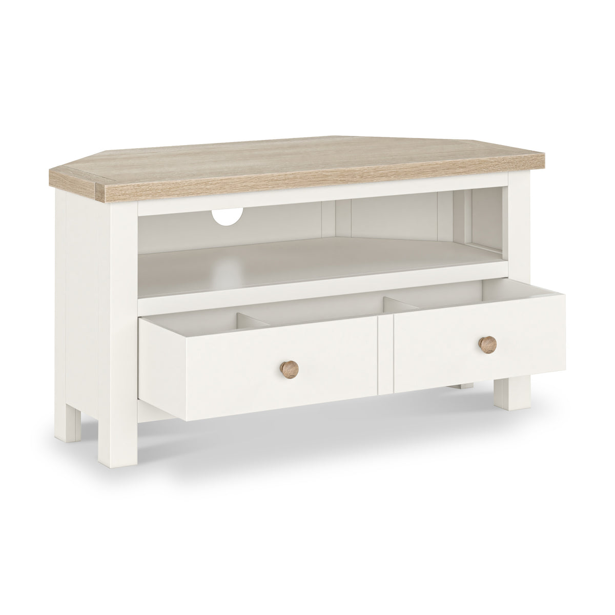 Farrow Washed Oak White Corner TV Unit SH from Roseland Furniture