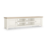 Farrow Coconut White 180cm Extra Wide TV Stand with metal handles from Roseland Furniture