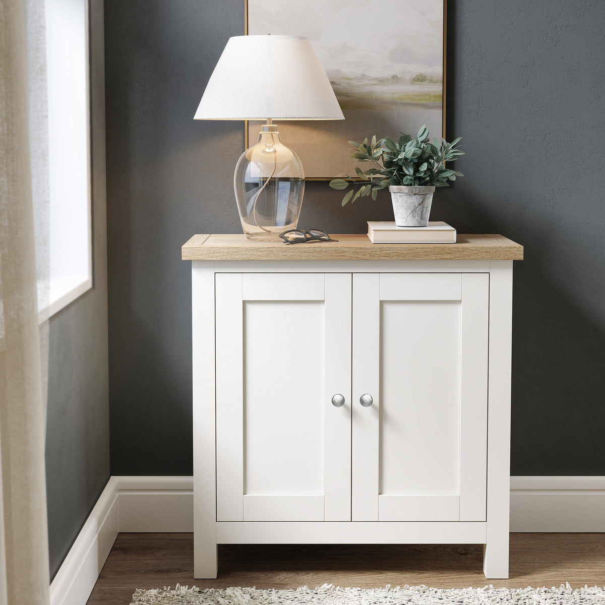 Farrow Coconut White Cupboard with metal handles from Roseland Furniture