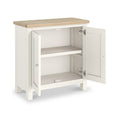 Farrow Coconut White Cupboard with from Roseland Furniture - open cupboard doors