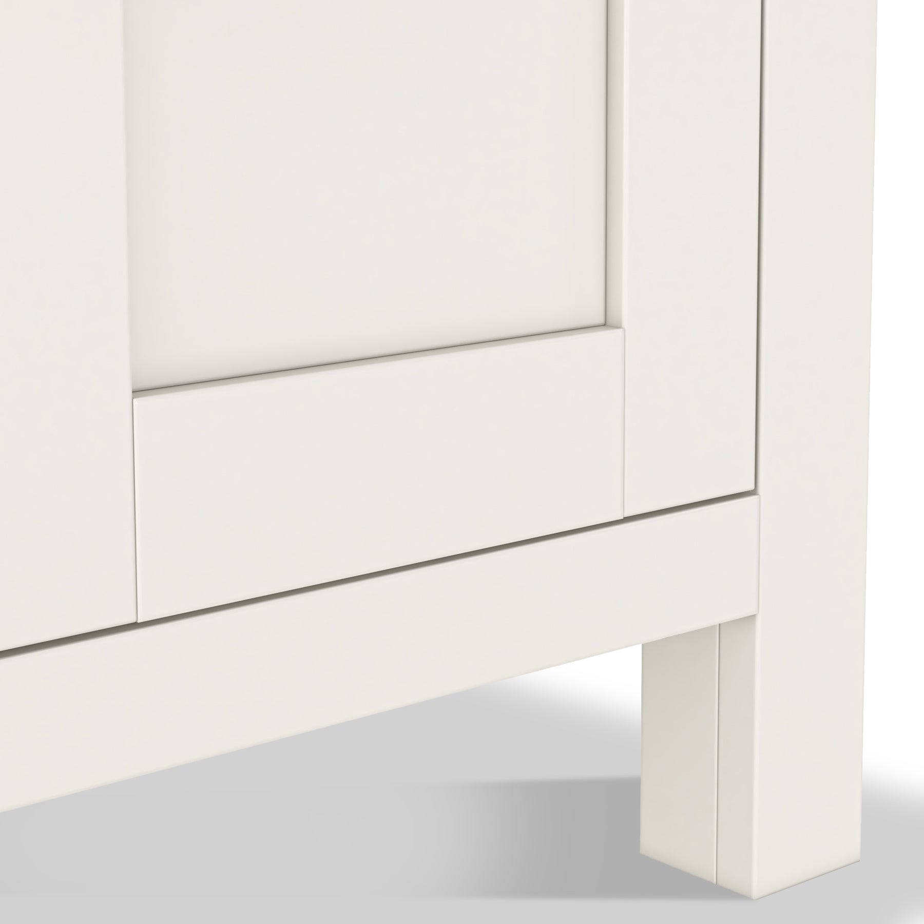 Farrow Coconut White Cupboard with from Roseland Furniture - close up of leg