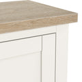 Farrow Coconut White Cupboard with from Roseland Furniture - close up of wooden top