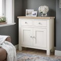 Farrow Coconut White Mini Sideboard with metal handles from Roseland Furniture