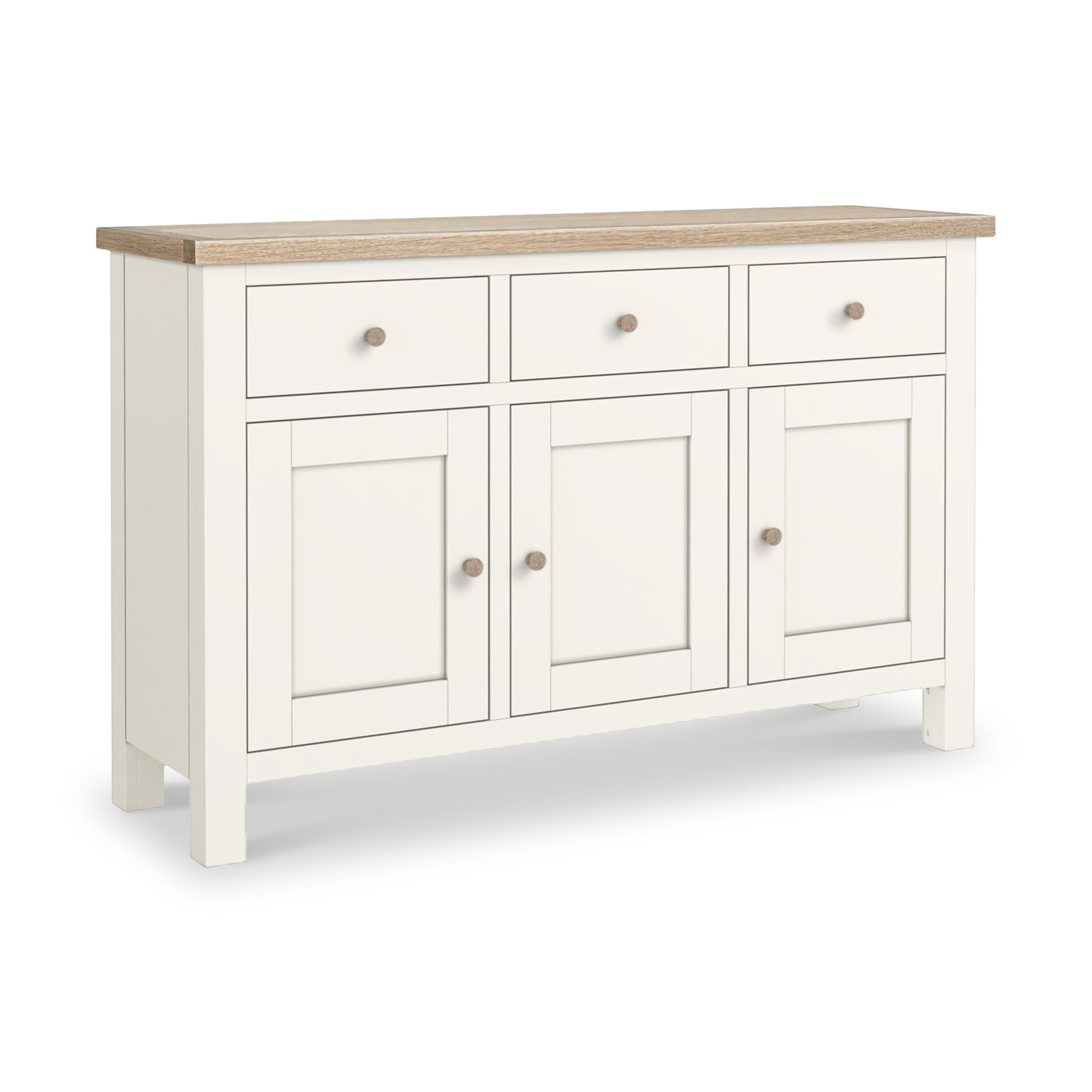 Farrow Coconut White Large Sideboard with wooden handles from Roseland Furniture