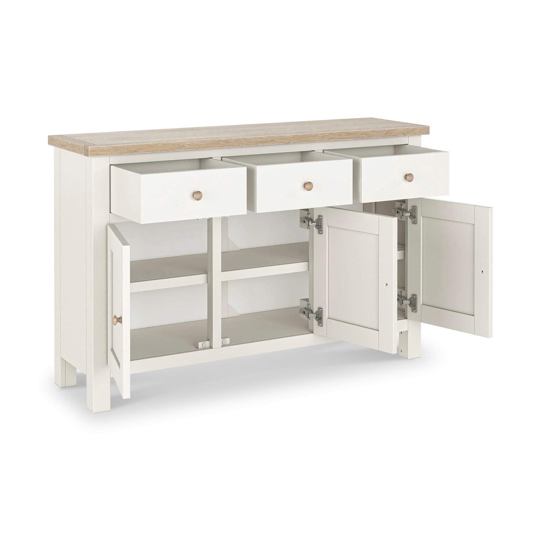 Farrow Coconut White Large Sideboard with wooden handles from Roseland Furniture