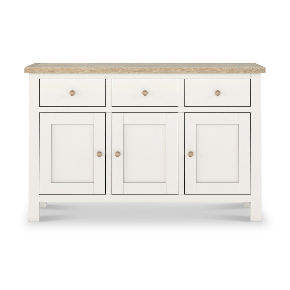 Farrow Coconut White Large Sideboard with wooden handles from Roseland Furniture
