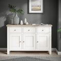 Farrow Coconut White Large Sideboard with wooden handles from Roseland Furniture