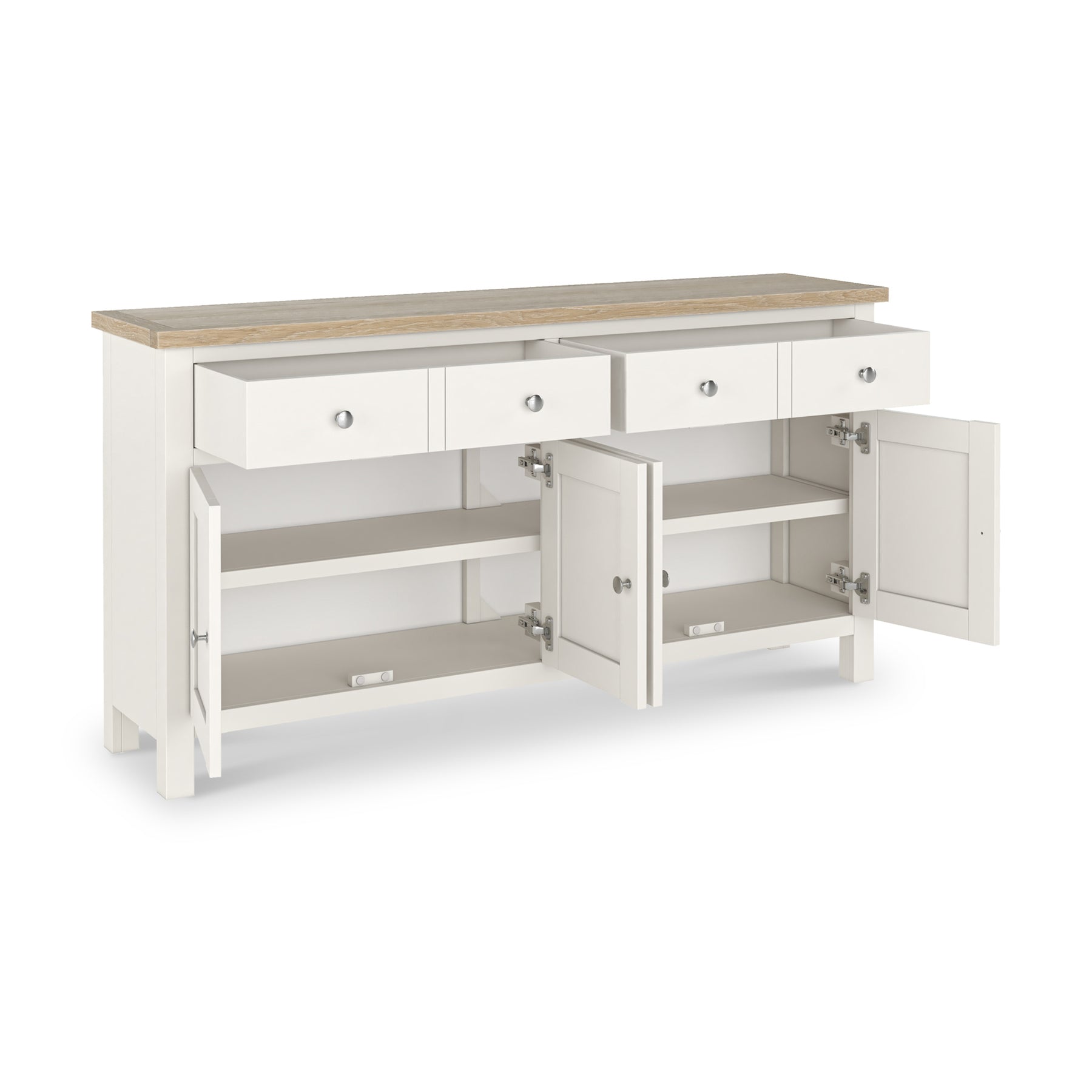 Farrow Coconut White Extra Large Sideboard with metal handles from Roseland Furniture
