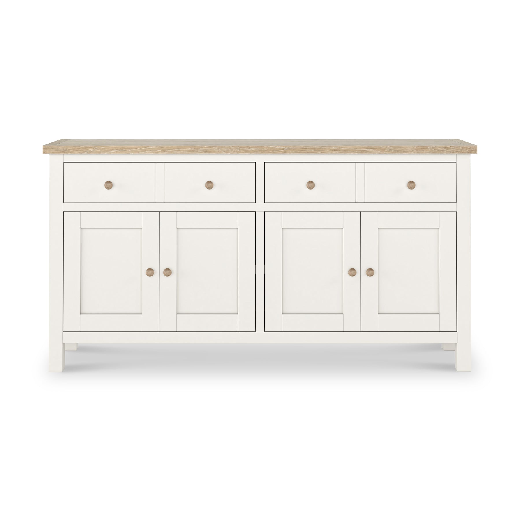 Farrow Coconut White Extra Large Sideboard with wooden handles from Roseland Furniture