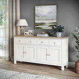 Farrow Coconut White Extra Large Sideboard with wooden handles from Roseland Furniture