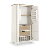 Farrow Coconut White Kitchen Larder Unit with washed oak top and metal handles from Roseland Furniture