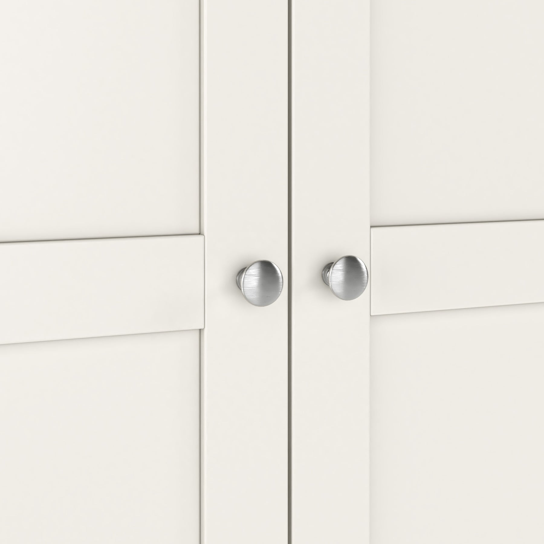 Farrow Coconut White Kitchen Larder Unit with washed oak top and metal handles