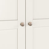 Farrow Coconut White Kitchen Larder Unit with washed oak top and wooden handles