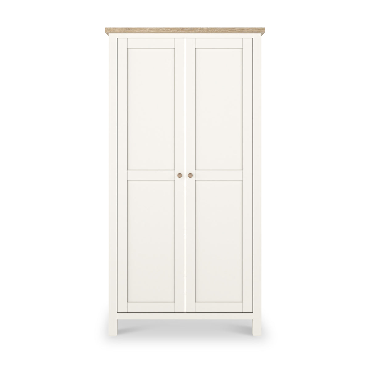 Farrow Coconut White Kitchen Larder Unit with washed oak top and wooden handles from Roseland Furniture