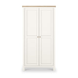 Farrow Coconut White Kitchen Larder Unit with washed oak top and wooden handles from Roseland Furniture