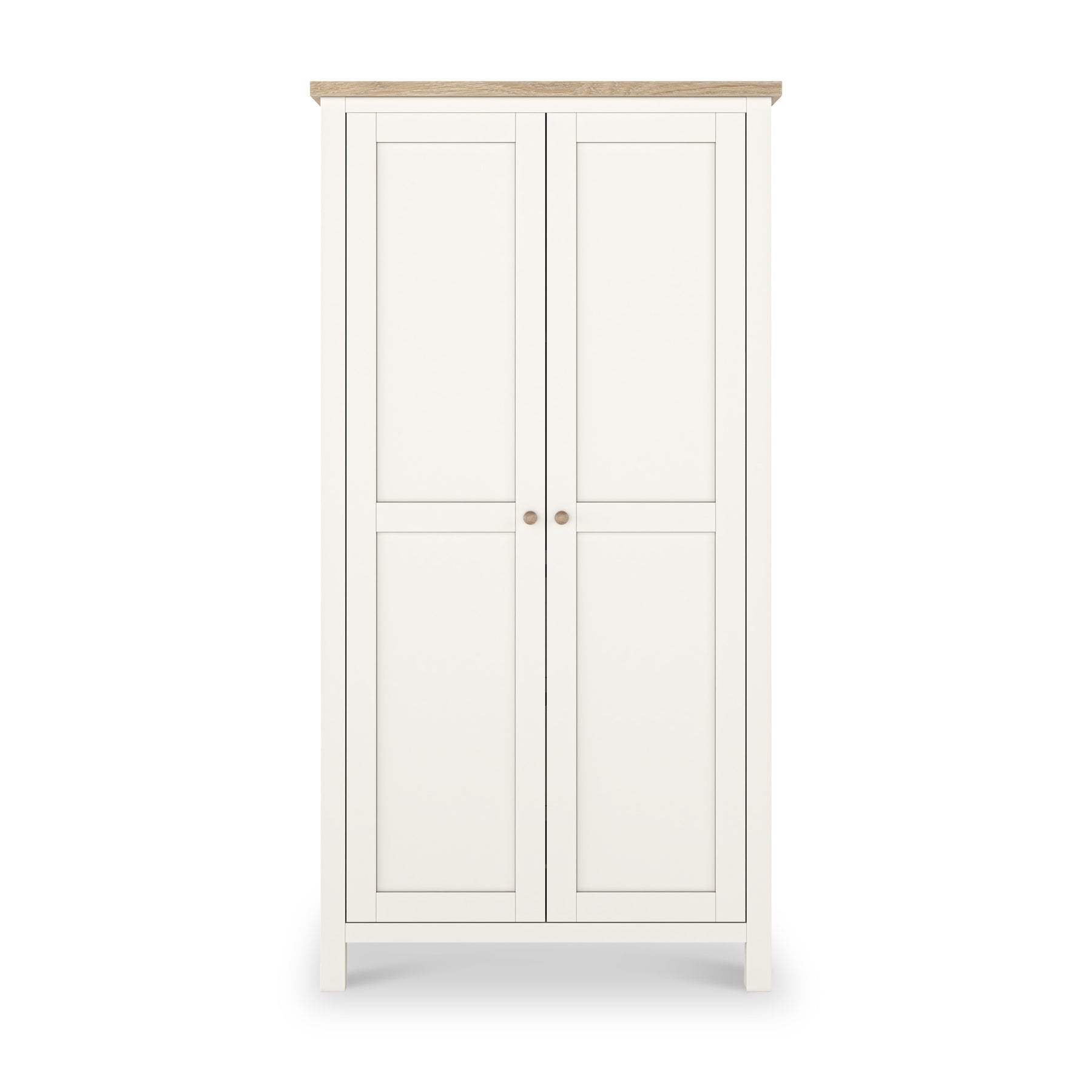 Farrow Coconut White Kitchen Larder Unit with washed oak top and wooden handles from Roseland Furniture