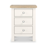 Farrow Coconut White Bedside Table with metal handles from Roseland