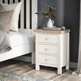 Farrow Coconut White Bedside Table with metal handles from Roseland