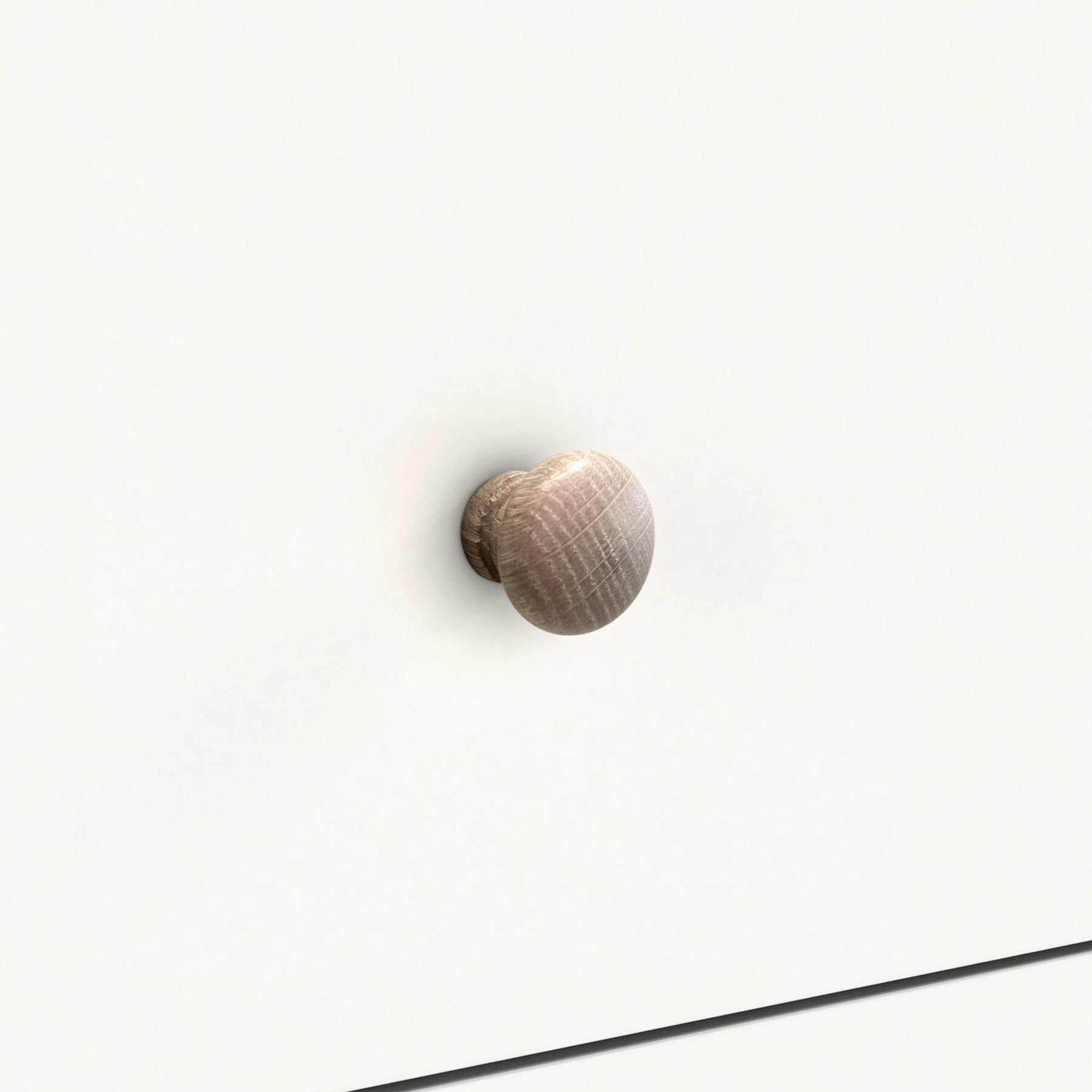 Farrow Coconut White Bedside Table from Roseland Furniture - close up of wooden handles