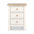 Farrow Coconut White Bedside Table from Roseland Furniture - front view with wooden handles