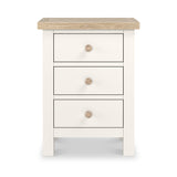 Farrow Coconut White Bedside Table with wooden handles from Roseland