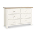 Farrow Coconut White 6 Drawer Chest of Drawers with wooden handles from Roseland Furniture