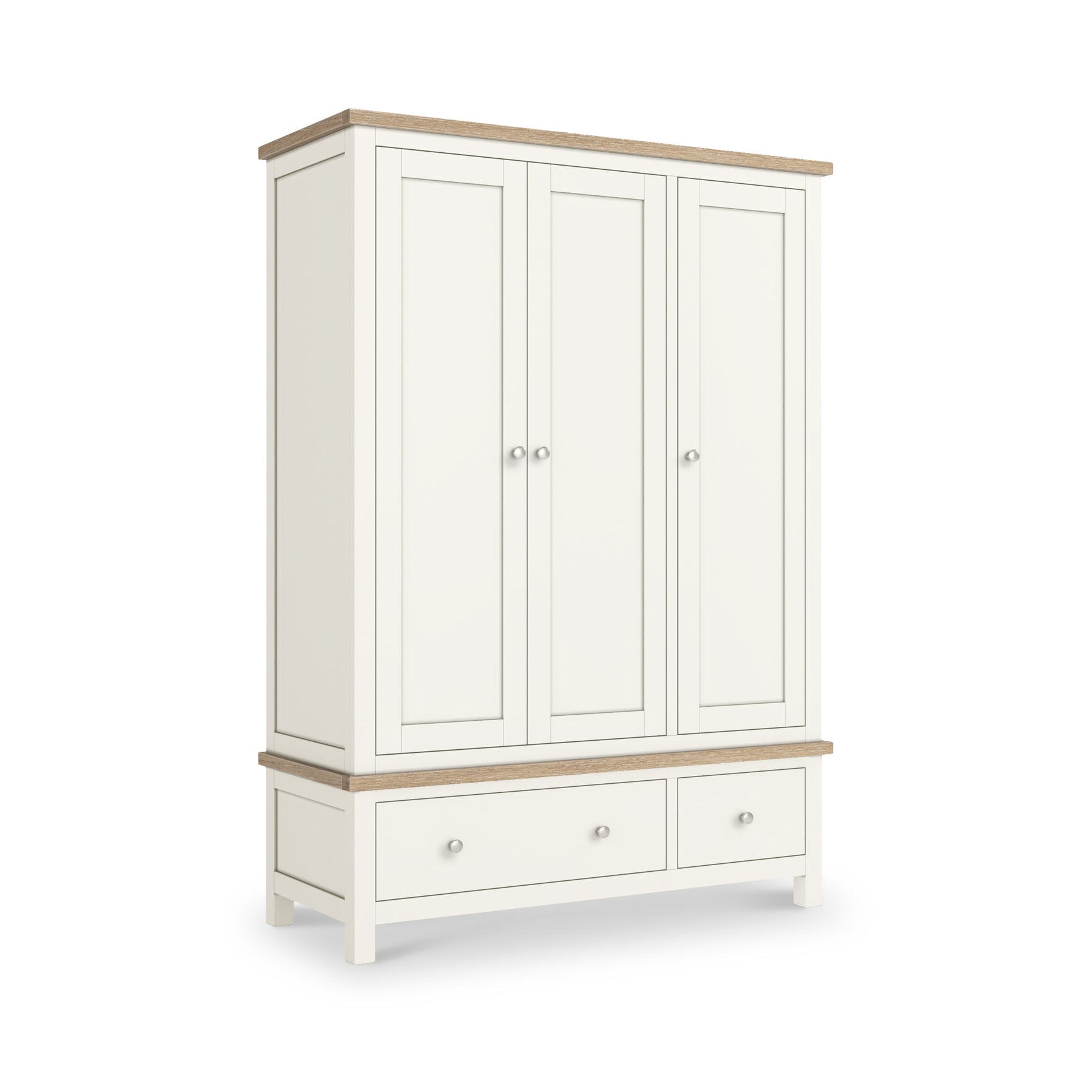 Farrow Triple Wardrobe with Drawers and metal handles from Roseland Furniture