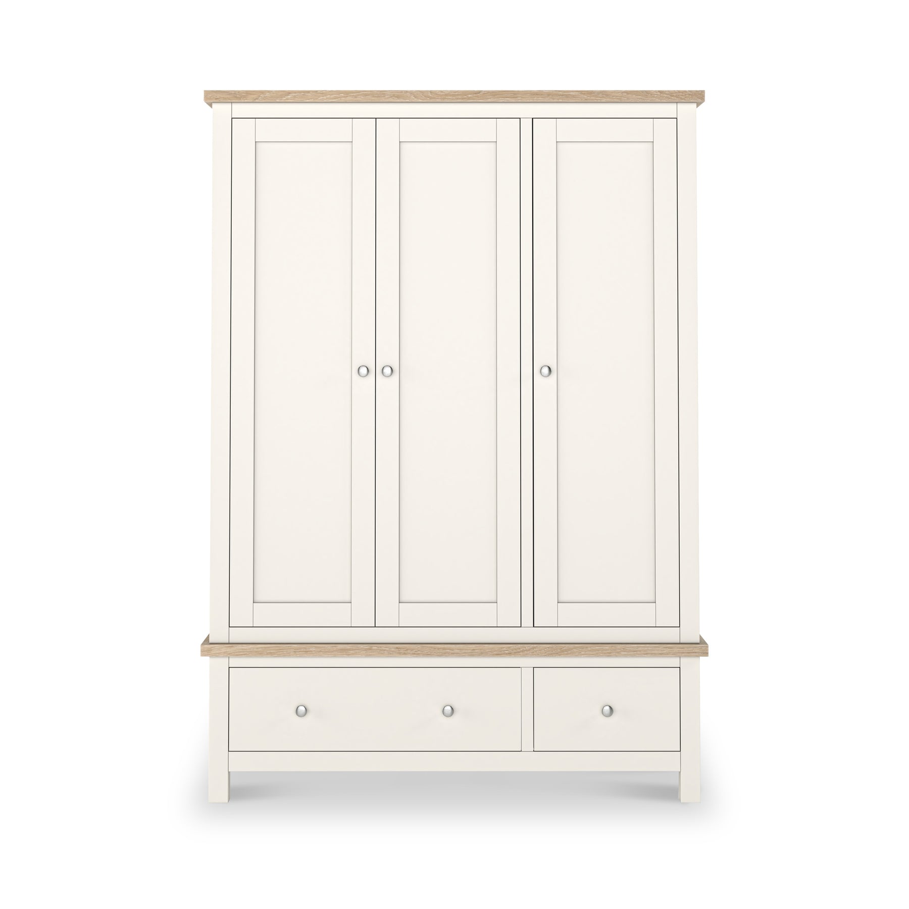Farrow Triple Wardrobe with Drawers and metal handles from Roseland Furniture