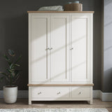 Farrow Triple Wardrobe with Drawers and metal handles from Roseland Furniture
