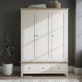 Farrow Triple Wardrobe with Drawers and wooden handles from Roseland Furniture