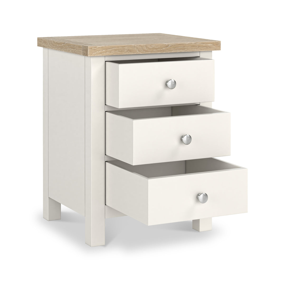 Farrow XL Coconut White Bedside Table with metal handles from Roseland Furniture